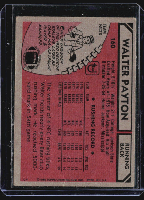 1980 Topps - #160 Walter Payton