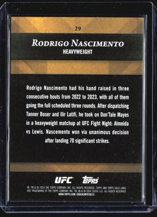 2024 Topps UFC Gold Label Rodrigo Nascimento Blue Rc /99 #29
