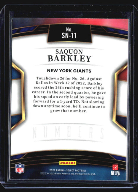 2022 Panini Select Numbers Saquon Barkley #sn-11