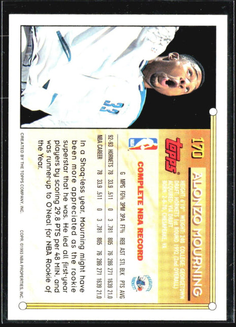 1993-94 Topps Alonzo Mourning #170