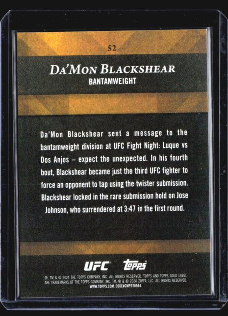 2024 Topps UFC Gold Label Da'Mon Blackshear Red Rc /25 #52