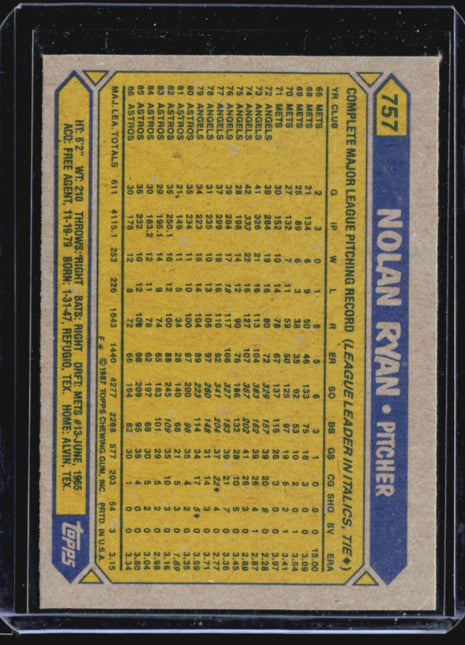 1987 Topps - #757 Nolan Ryan