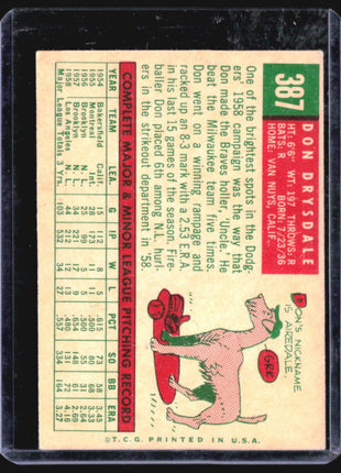 1959 Topps - #387 Don Drysdale
