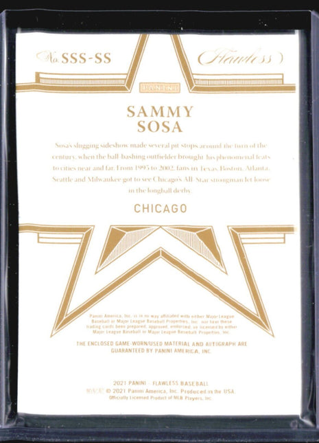 2021 Panini Flawless - Star Patch Auto Ruby #SSS-SS Sammy Sosa /7