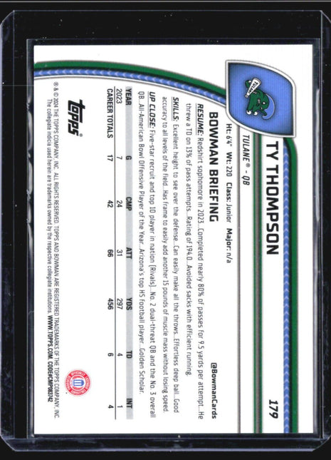 2024 Bowman U Chrome Ty Thompson 1st Black & Gold Stealth /24 #179