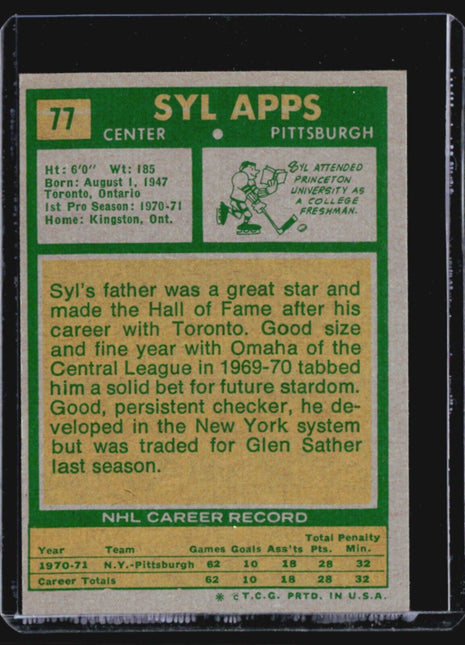 1971-72 Topps - #77 Syl Apps