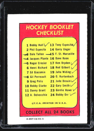 1971-72 Topps Hockey Checklist Gordie Howe #23