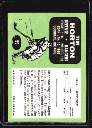 1970-71 Topps - #59 Tim Horton