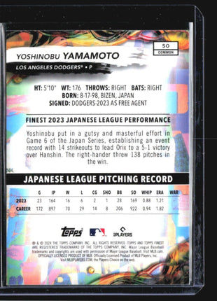 2024 Topps Finest - Common #50 Yoshinobu Yamamoto (RC)