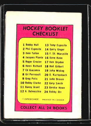 1971-72 O-Pee-Chee OPC Hockey Checklist Gary Smith #22