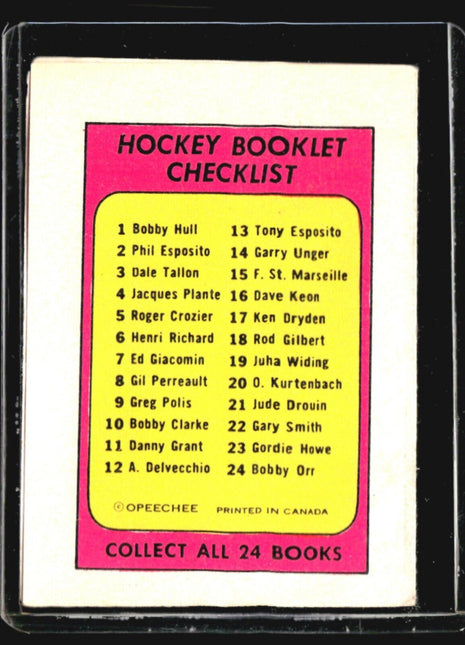 1971-72 O-Pee-Chee OPC Hockey Checklist Gary Smith #22