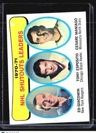 1971-72 Topps #5 Ed Giacomin Tony Esposito Cesare Maniago