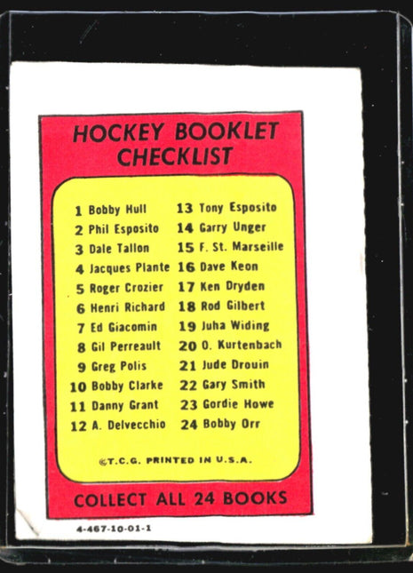1971-72 Topps Hockey Checklist Gary Smith #22