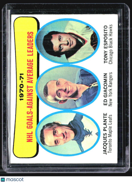 1971-72 Topps #6 Jaques Plante Ed Giacomin Tony Esposito