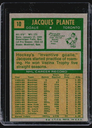 1971-72 Topps - #10 Jacques Plante