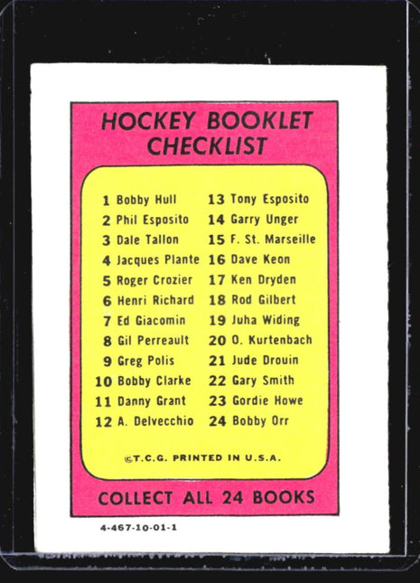 1971-72 Topps Hockey Checklist Dale Tallon #3