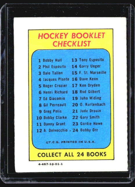 1971-72 Topps Hockey Checklist Bobby Hull #1