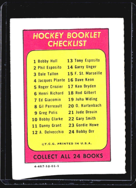 1971-72 Topps - #2 Phil Esposito Hockey Checklist