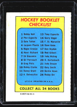1971-72 Topps Hockey Checklist Ken Dryden #17