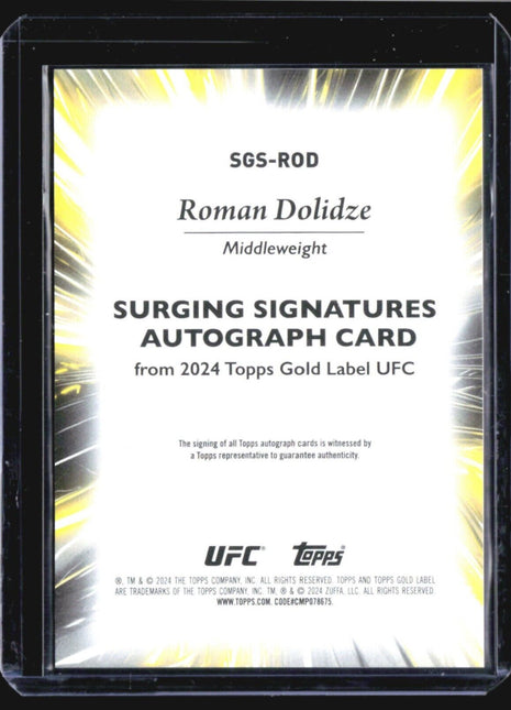 2024 Topps UFC Gold Label Roman Dolidze Surging Auto Blue /99