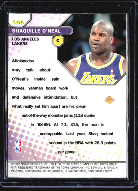 1999 Topps Finest Shaquille O'Neal #106