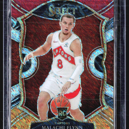 2020-21 Panini Select - Concourse #89 Malachi Flynn (RC) Red Orange Shimmer