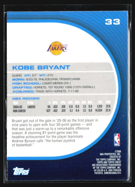 2005-06 Topps Finest - #33 Kobe Bryant