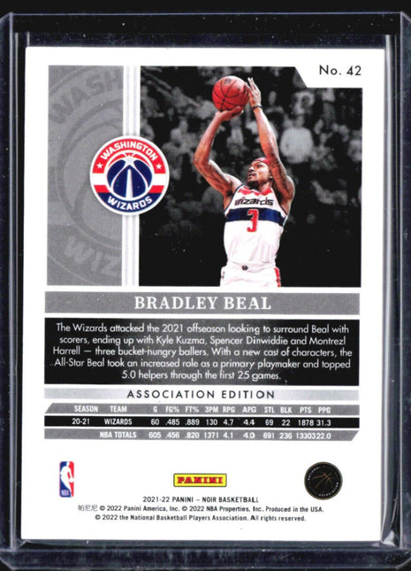 2021-22 Panini Noir - Association Edition #42 Bradley Beal /10 Gold