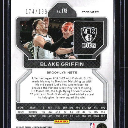 2021-22 Panini Prizm - Blue Prizm #178 Blake Griffin /199