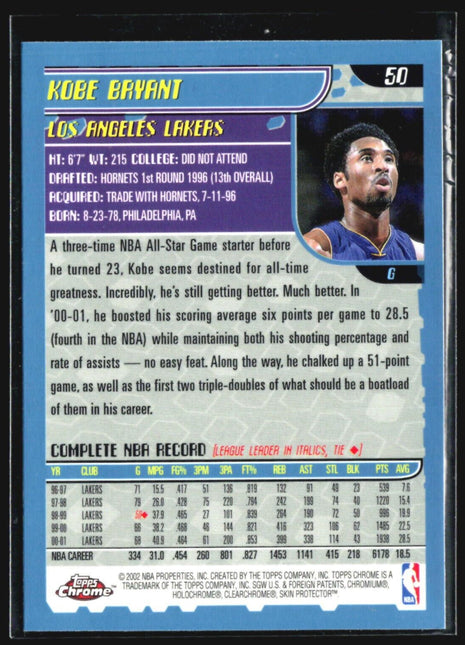 2001-02 Topps Chrome - #50 Kobe Bryant