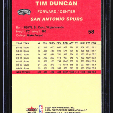 2004-05 Fleer Tradition - #58 Tim Duncan