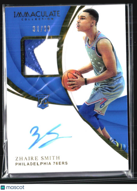 2018-19 Panini Immaculate Rookie Patch Autograph #140 Zhaire Smith /99
