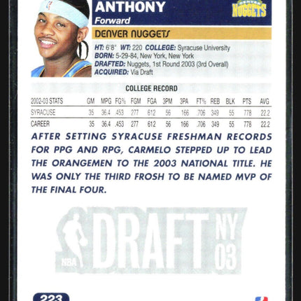 2003-04 Topps - Draft Pick #223 Carmelo Anthony (RC)