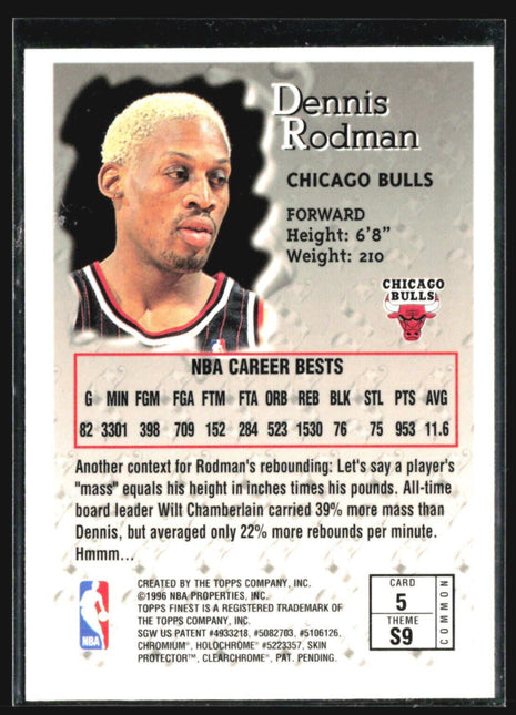 1996-97 Topps Finest - Common - Bronze #5 Dennis Rodman