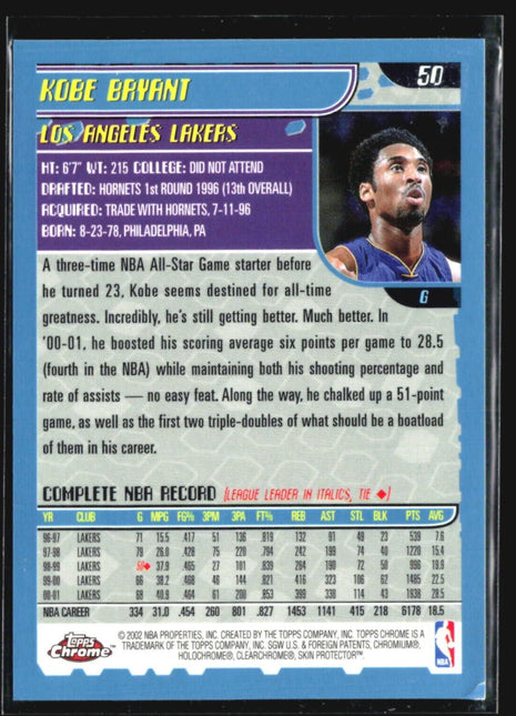 2001-02 Topps Chrome - #50 Kobe Bryant
