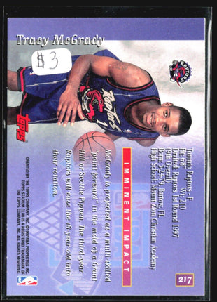 1997 Stadium Club Tracy McGrady NBA Draft Rc #217