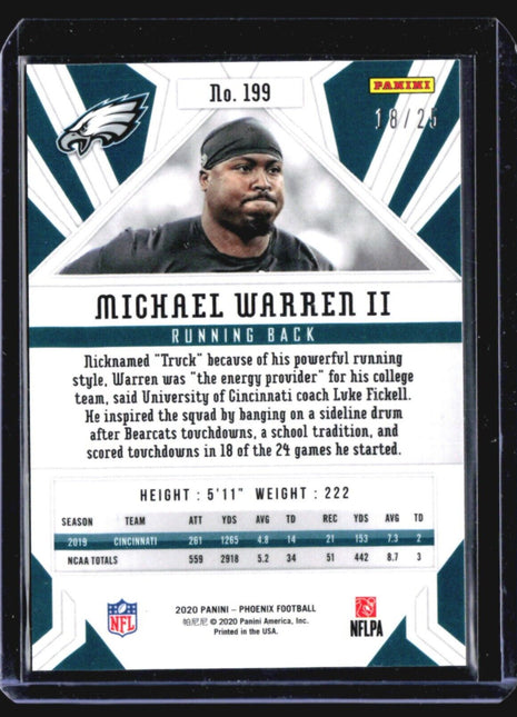 2020 Panini Phoenix Michael Warren Rc Green /25 #199