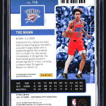 2021-22 Panini Contenders Optic - Rookie Ticket #116 Tre Mann Silver Auto