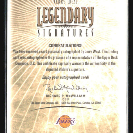 2000-01 Upper Deck NBA Legends - Legendary Signatures #JW Jerry West Auto