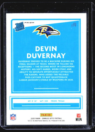 2020 Panini Donruss Optic - Rated Rookies #179 Devin Duvernay (RC) Purple Shock