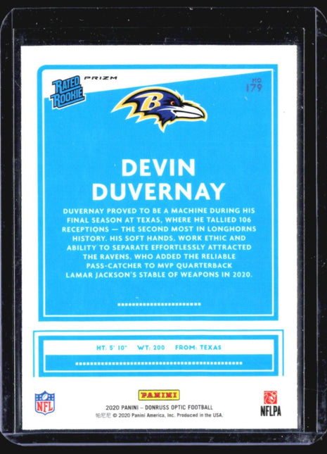 2020 Panini Donruss Optic - Rated Rookies #179 Devin Duvernay (RC) Purple Shock