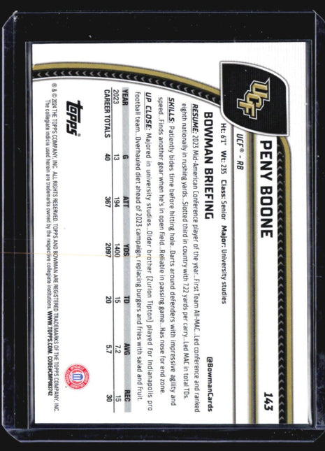 2024 Bowman U Chrome Peny boone 1st Gold Sapphire /50 #143