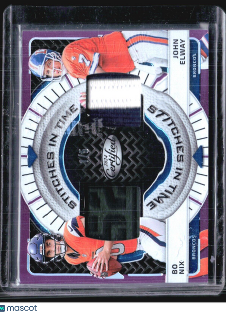 2024 Certified Stitches Bo Nix John Elway Laundry Tag Patch Rc /5