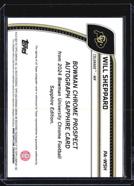 2024 Bowman U Chrome Will Sheppard Black Sapphire Auto /10