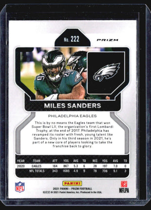 2021 Panini Prizm - Green Prizm #222 Miles Sanders