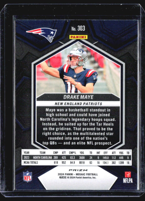 2024 Panini Mosaic Drake Maye Rc Silver Mosaic #303