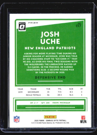 2020 Donruss optic Josh Uche Silver Holo Rc #137