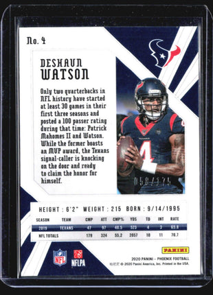 2020 Panini Phoenix - #4 Deshaun Watson Teal /175