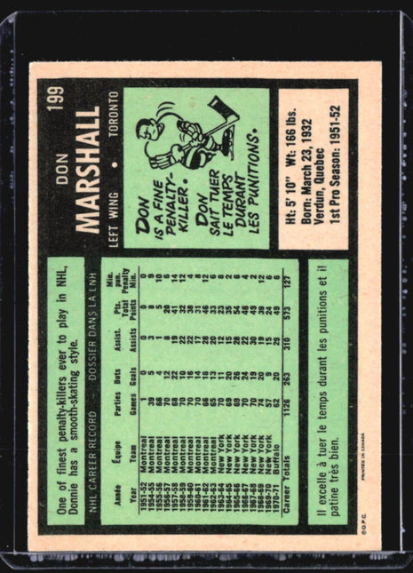 1971-72 O-Pee-Chee - #199 Don Marshall