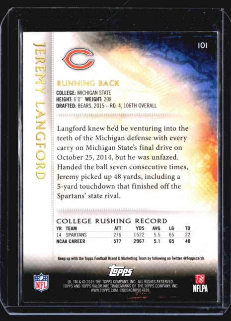 2015 Topps Valor - #101 Jeremy Langford (RC)